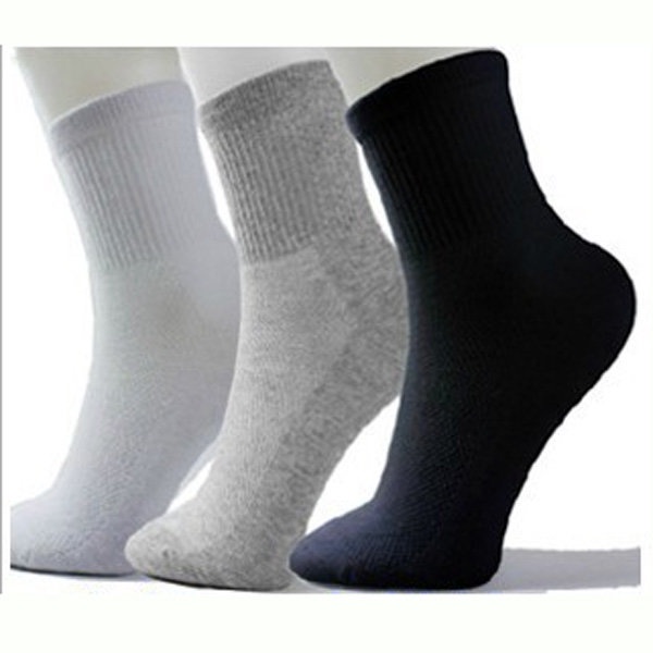 10 Pairs Mens Solid Color Breathable Cotton Sport Socks